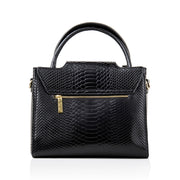 Back of HUTCH Black Python Embossed Leather Satchel Handbag