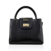 HUTCH Black Python Embossed Leather Satchel Handbag without Pouch