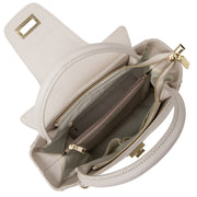 Inside of HUTCH Ivory Pebbled Leather Satchel Handbag