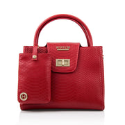HUTCH Ruby Python Embossed Leather Satchel Handbag with Pouch