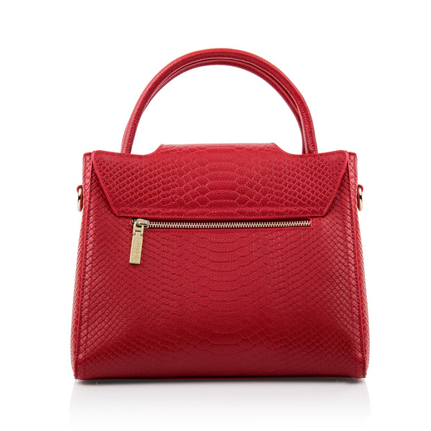 Back of HUTCH Ruby Python Embossed Leather Satchel Handbag