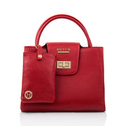 HUTCH Ruby Pebbled Leather Satchel Handbag with Pouch